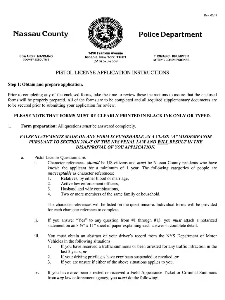 nassau county pistol permit hours Preview on Page 1