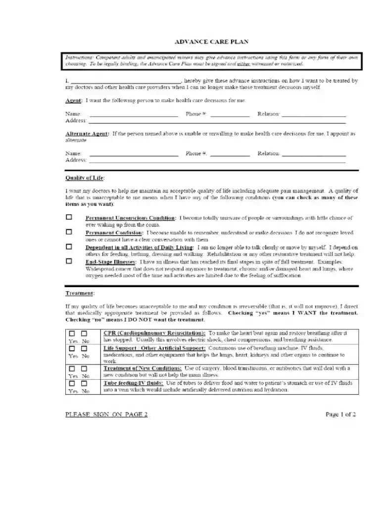 advance directive form tennessee Preview on Page 1