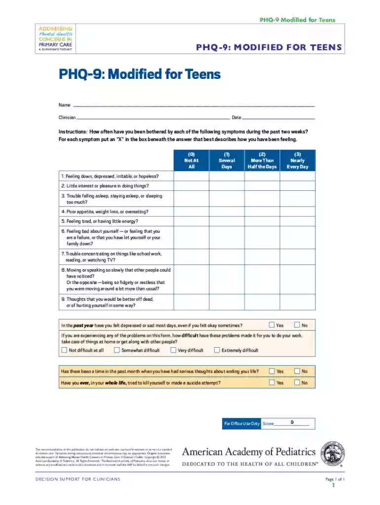 phq 9 scoring interpretation Preview on Page 1
