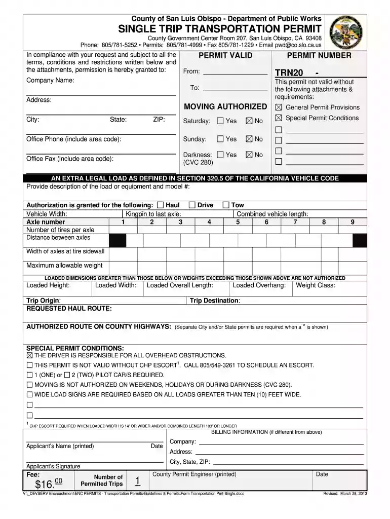 california wide load permit cost Preview on Page 1