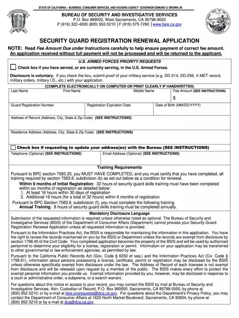 bsis gov ca license renewal Preview on Page 1
