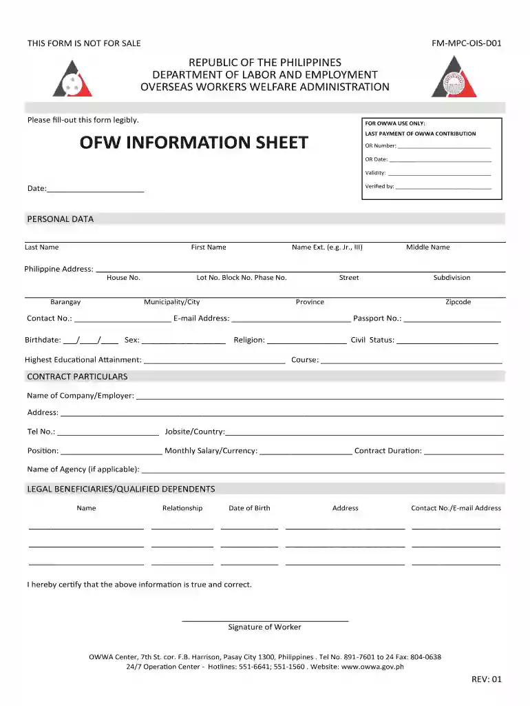 workers information sheet Preview on Page 1