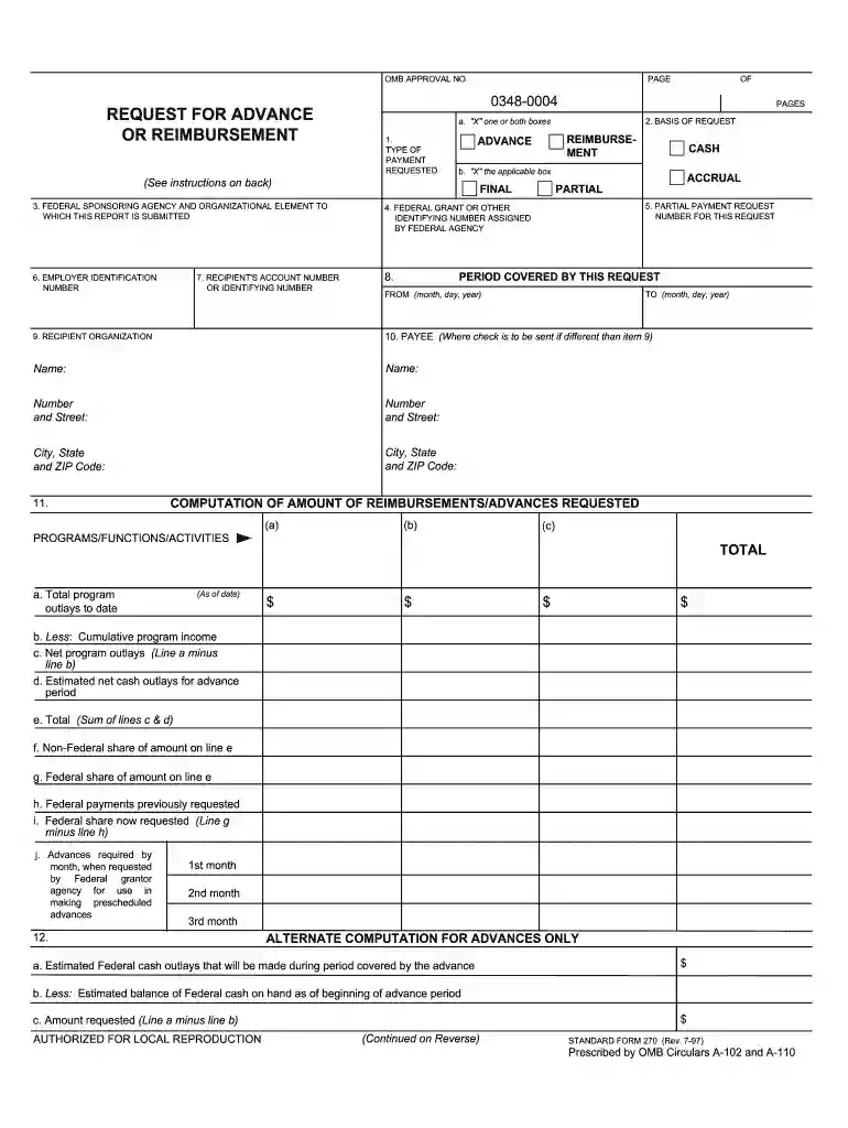 sf 270 form pdf Preview on Page 1