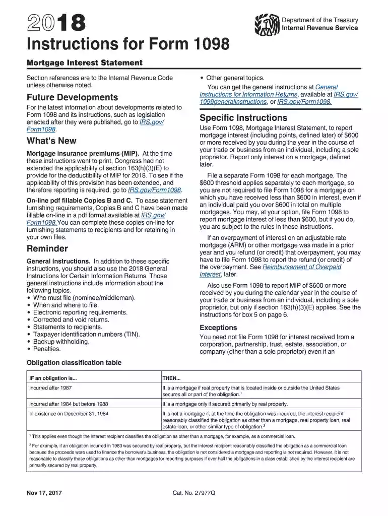 2016 instructions 1098 form Preview on Page 1