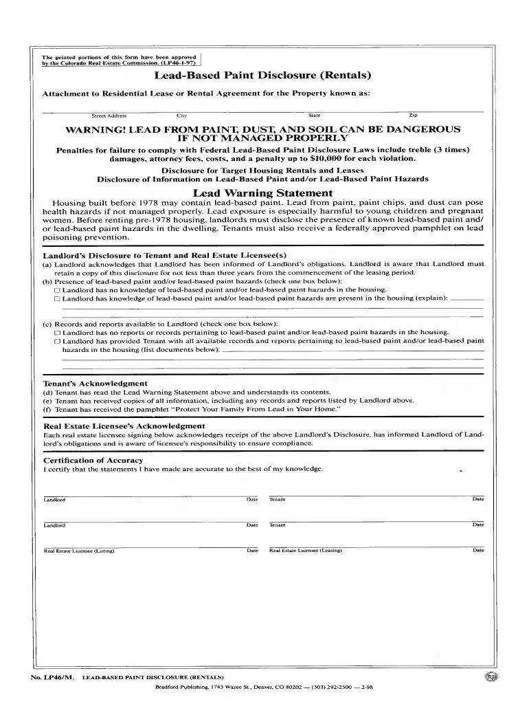 lead based paint disclosure colorado Preview on Page 1