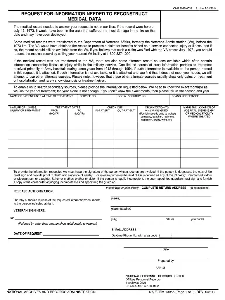 na form 13055 Preview on Page 1