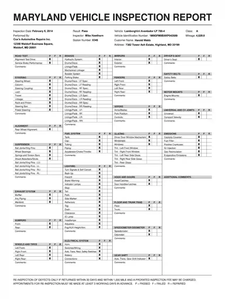 maryland state inspection checklist pdf Preview on Page 1