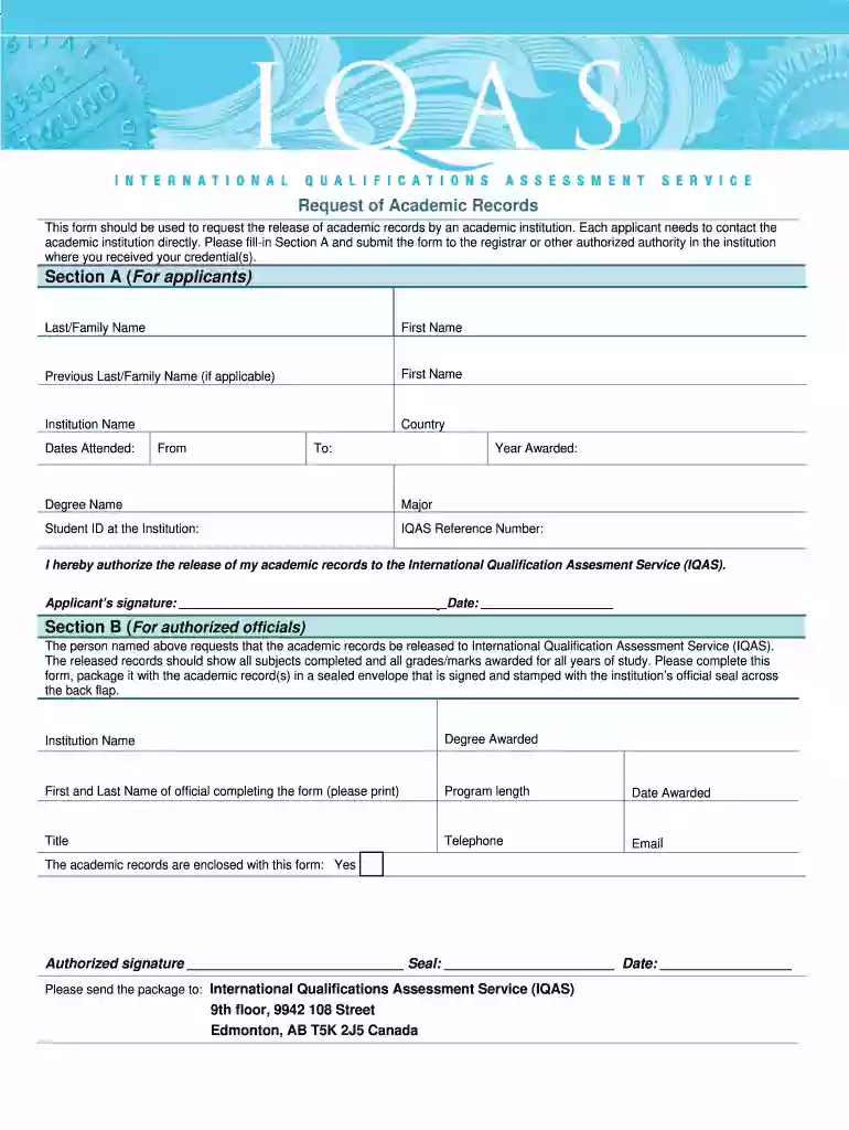 iqas academic request form Preview on Page 1