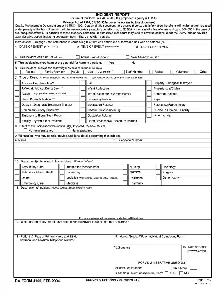 free incident report form template Preview on Page 1