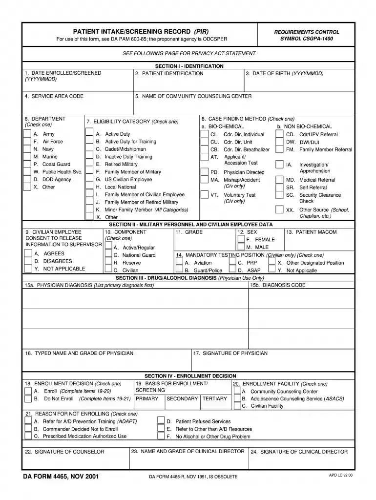 da form 4465 Preview on Page 1