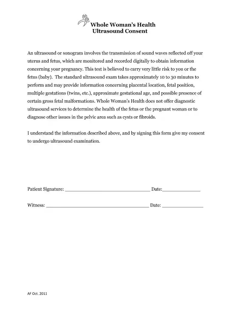 ultrasound consent form Preview on Page 1