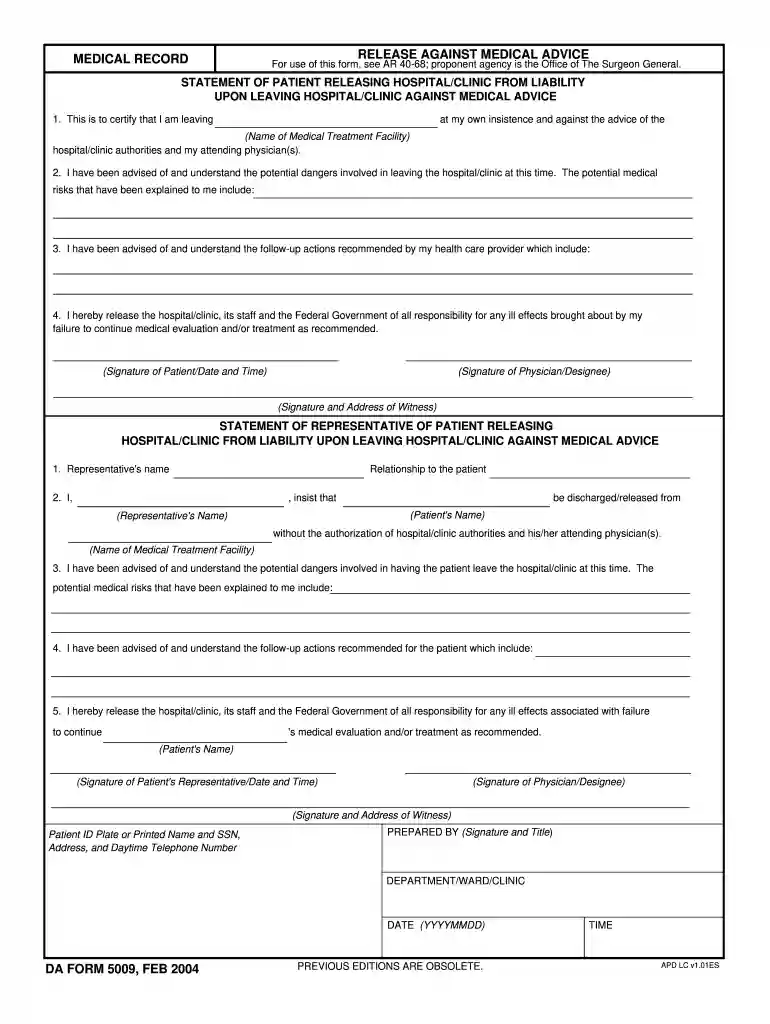 printable ama form Preview on Page 1