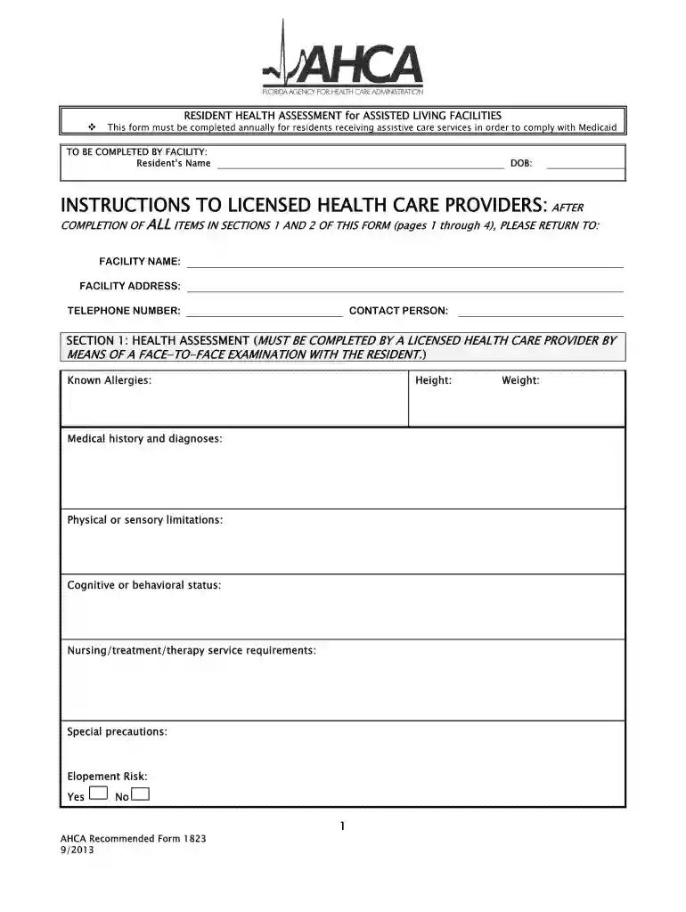 ahca form pdf Preview on Page 1