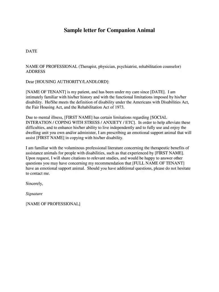 free emotional support animal letter pdf Preview on Page 1