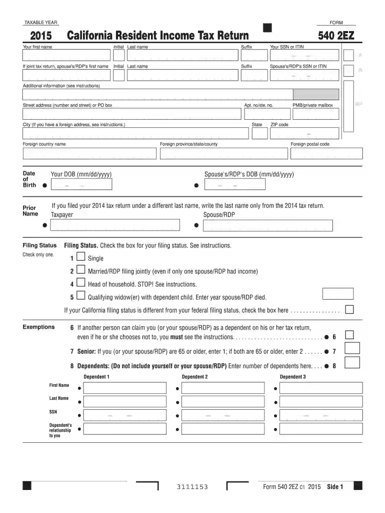 form 540 vs 540 2ez Preview on Page 1