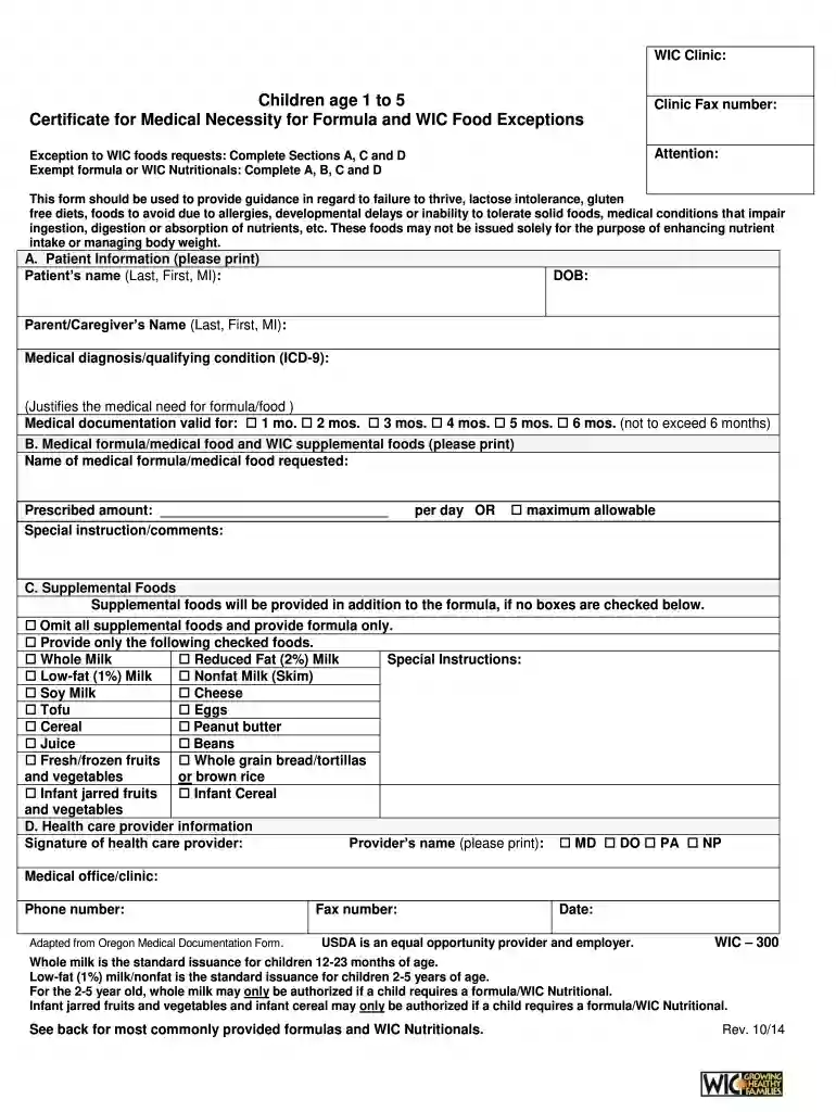 wic formula form Preview on Page 1