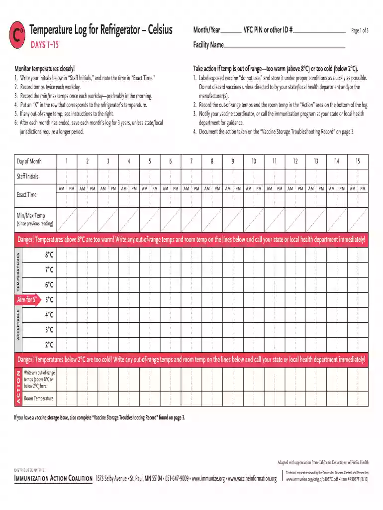 temperature log for refrigerator celsius pdf Preview on Page 1