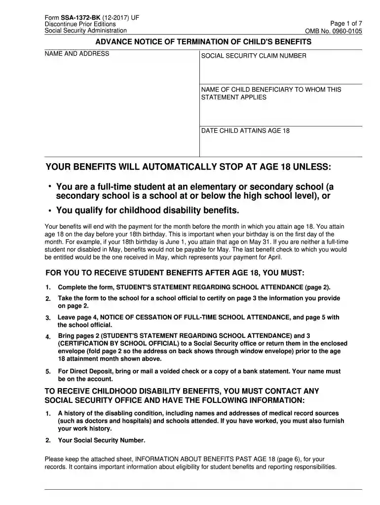 ssa 1372 form download Preview on Page 1