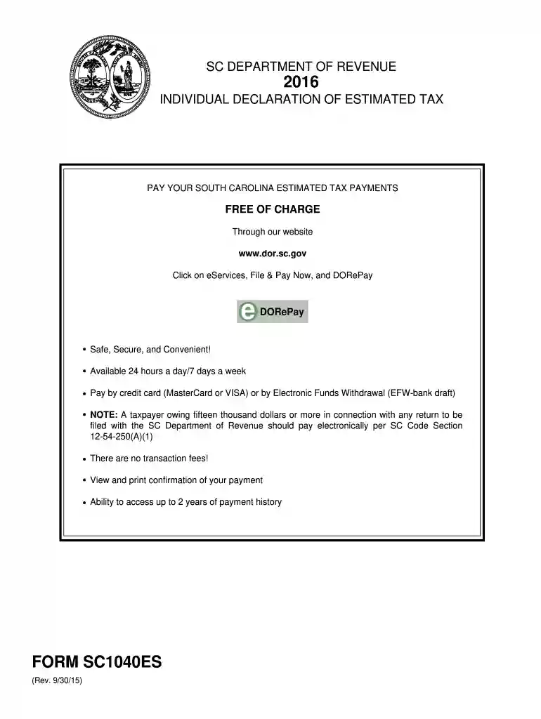 2016 sc tax forms Preview on Page 1