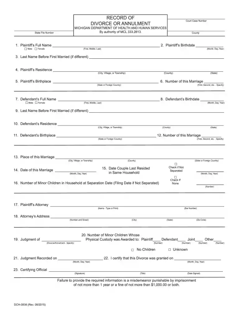 record of divorce michigan Preview on Page 1