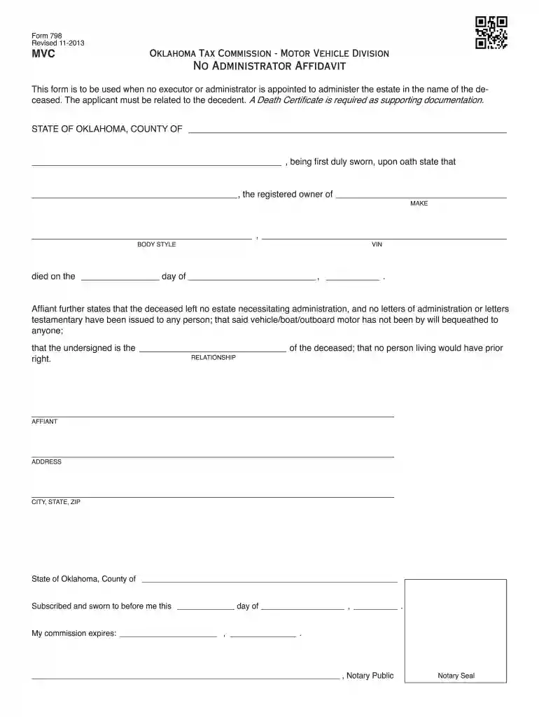 no administrator affidavit oklahoma Preview on Page 1