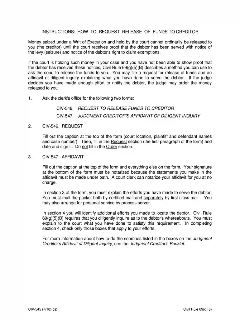 civ 545 request form Preview on Page 1
