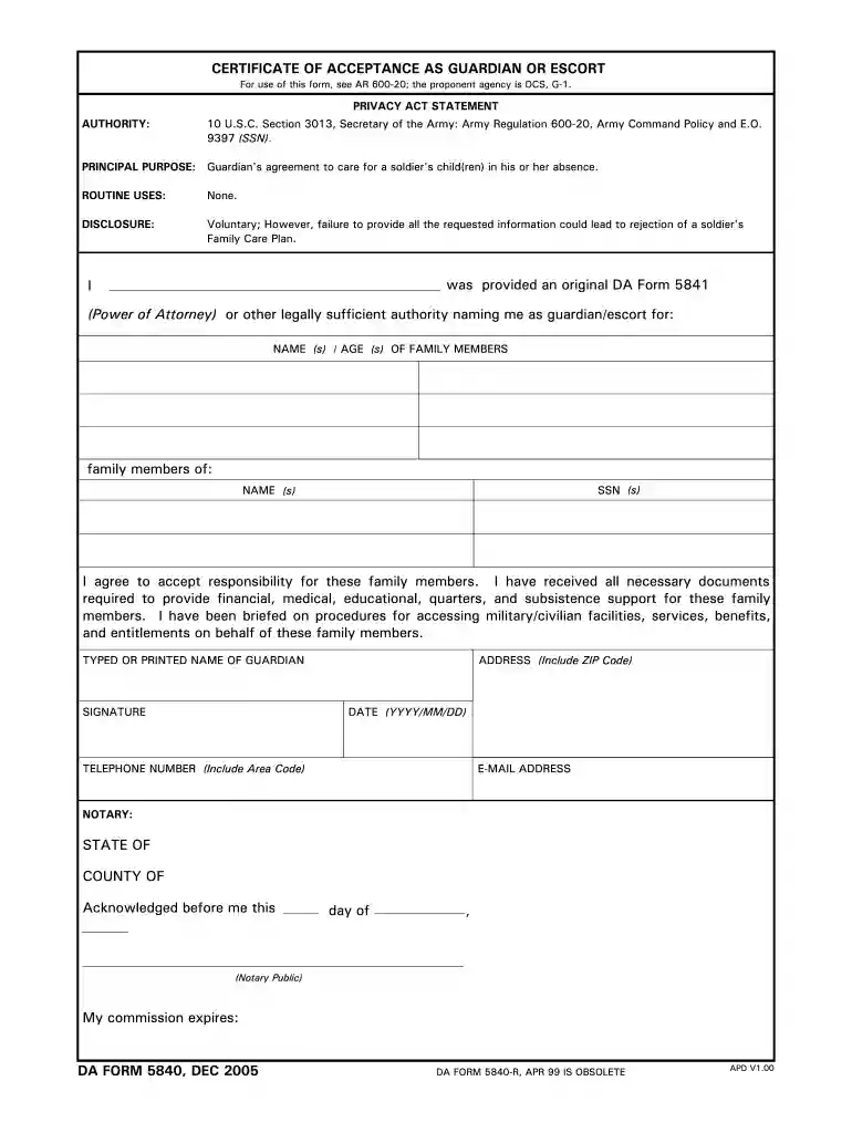 da form 5840 july 2020 Preview on Page 1