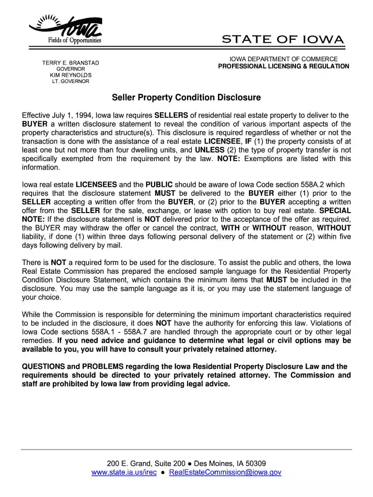 iowa disclosure Preview on Page 1