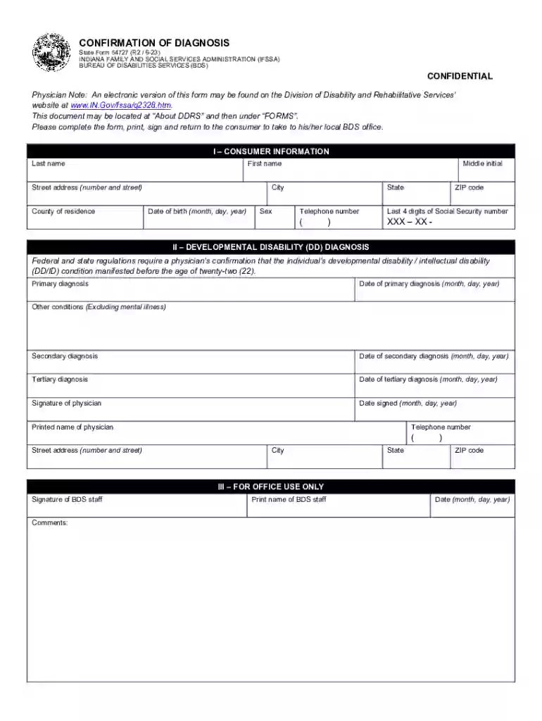 state form confirmation of diagnosis Preview on Page 1