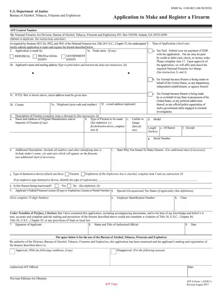 atf form 1 fillable Preview on Page 1