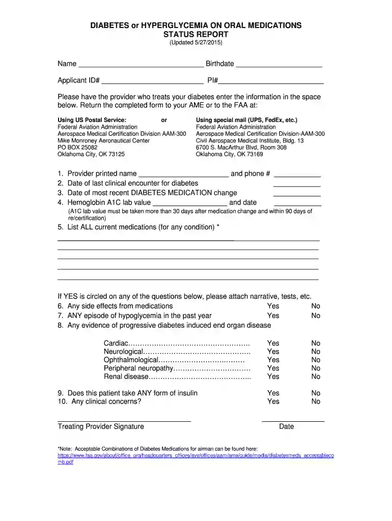 faa diabetes worksheet Preview on Page 1