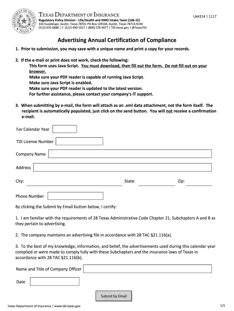 certificate of compliance texas Preview on Page 1