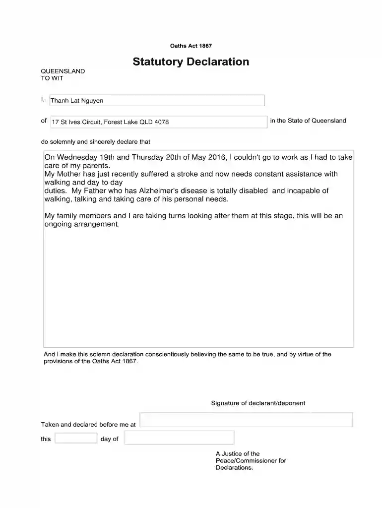 what is a statutory declaration Preview on Page 1