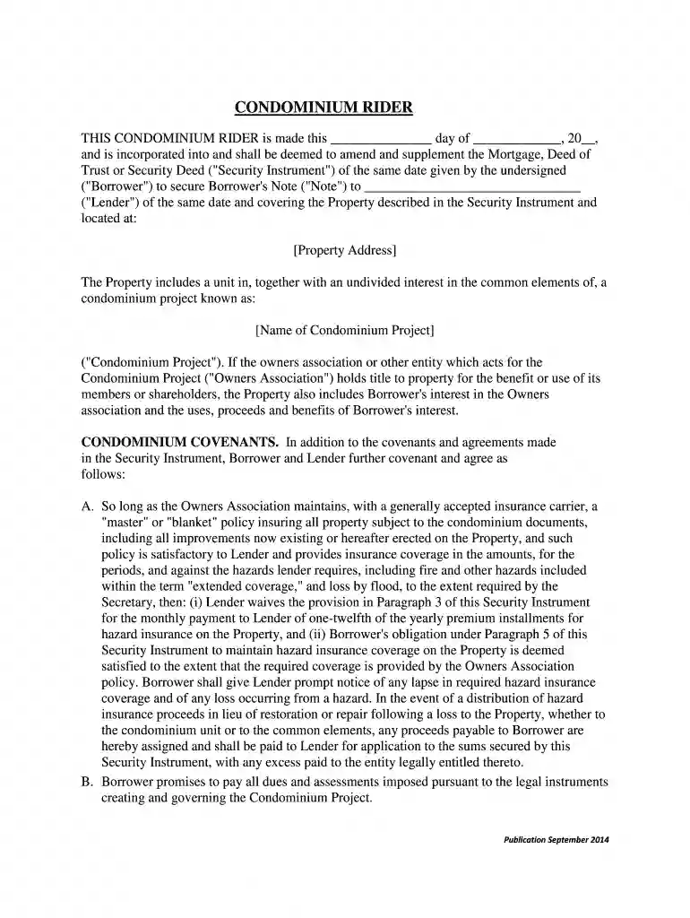 hud condominium rider Preview on Page 1