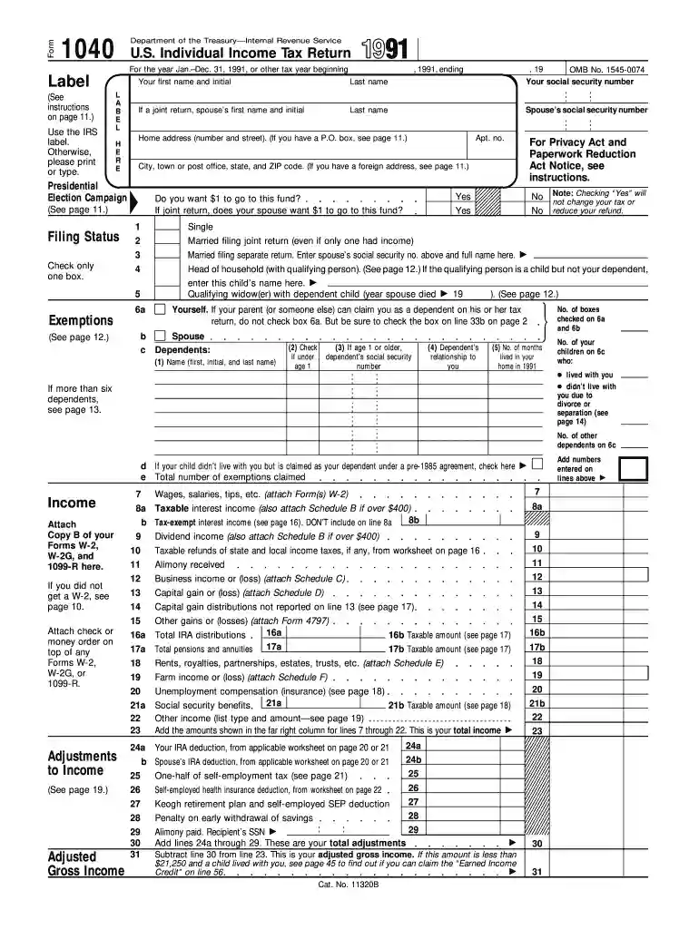 1991 form Preview on Page 1