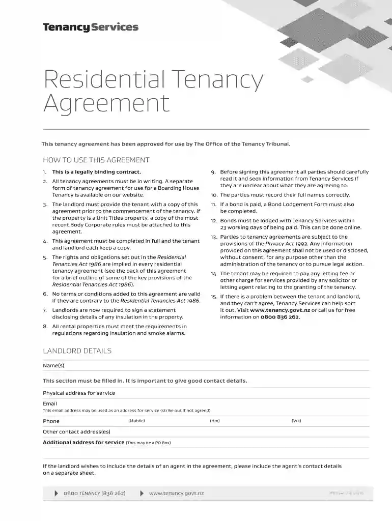 Residential tenancy agreement For tenants and landlords PDF 1 2 MB Preview on Page 1