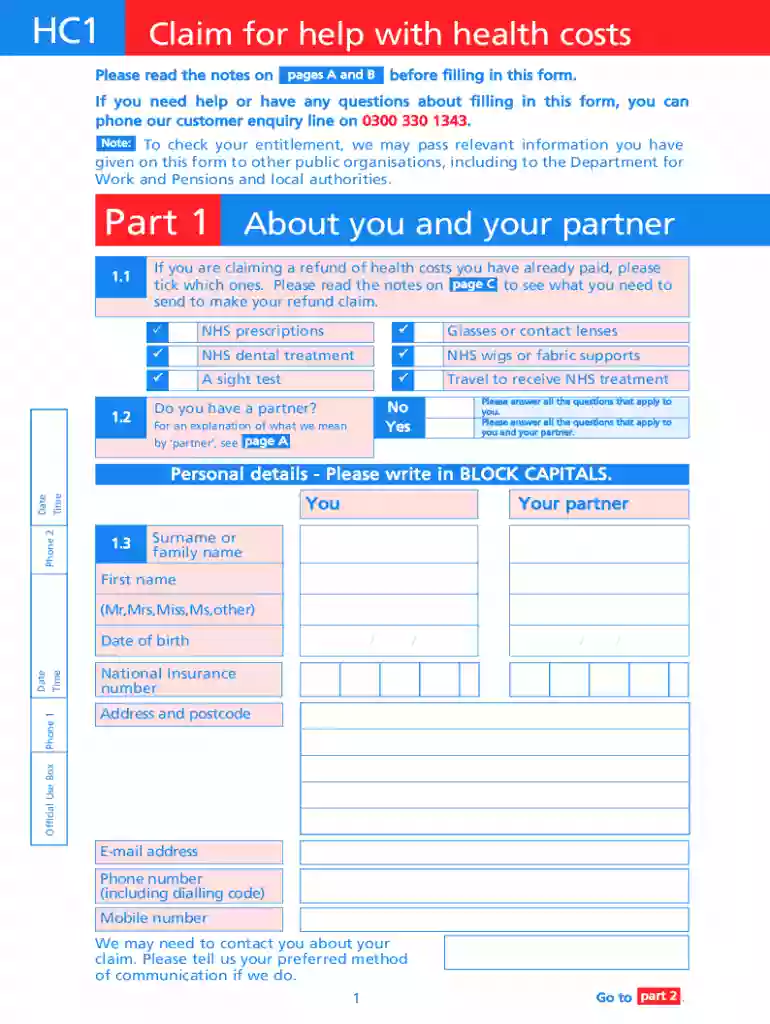 hc1 form Preview on Page 1
