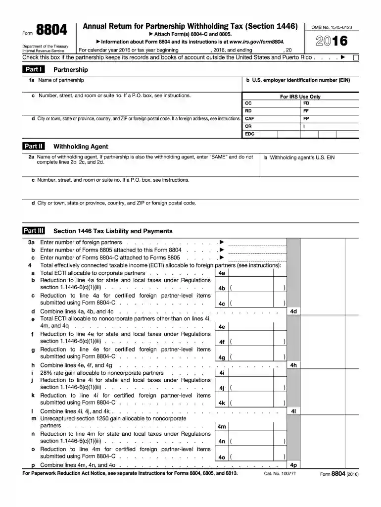 Annual Return for Partnership Withholding Tax (Section 1446) - irs Preview on Page 1