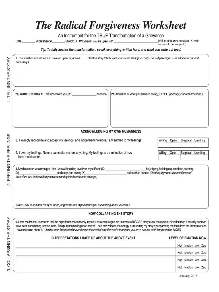 radical forgiveness worksheet Preview on Page 1