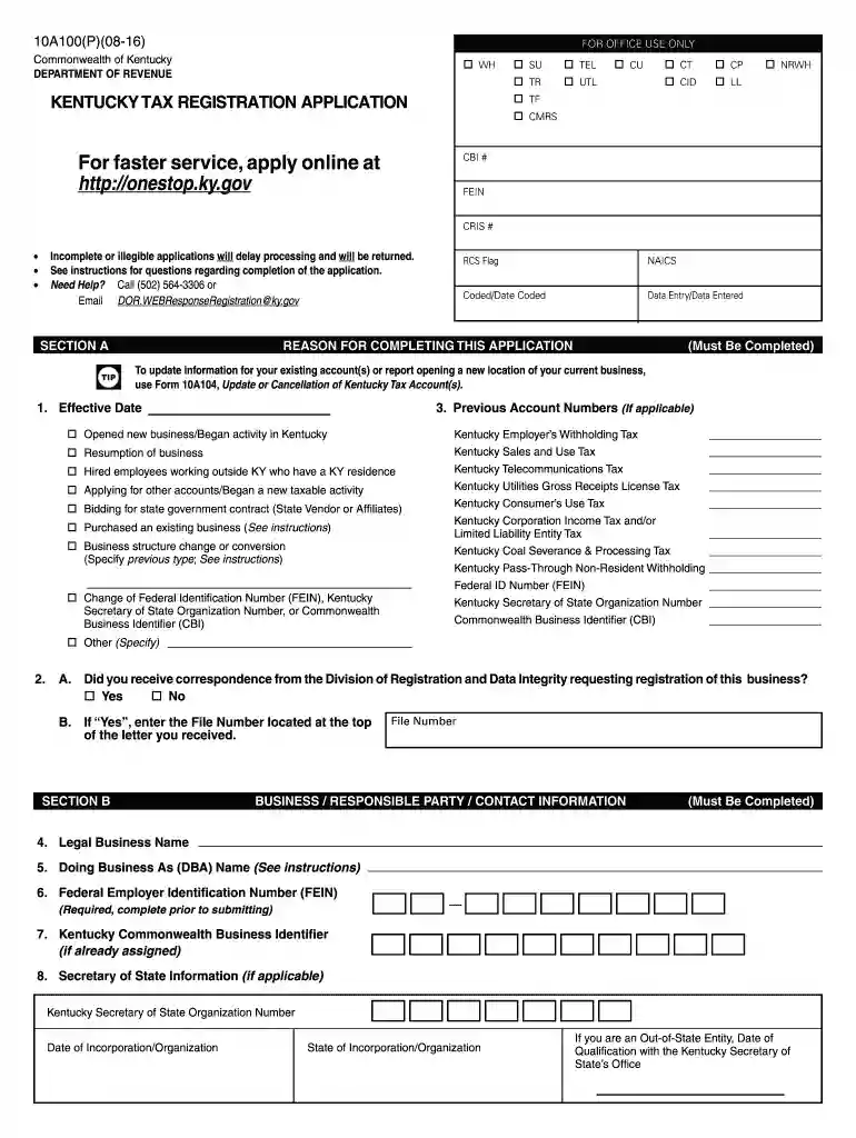 10a100 2016 form Preview on Page 1
