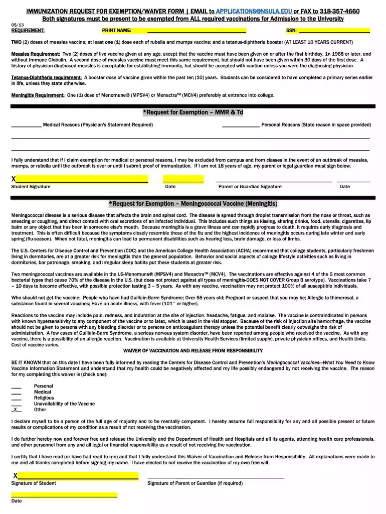 2022 immunization waiver form Preview on Page 1