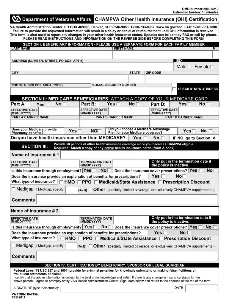va form 10 7959c Preview on Page 1