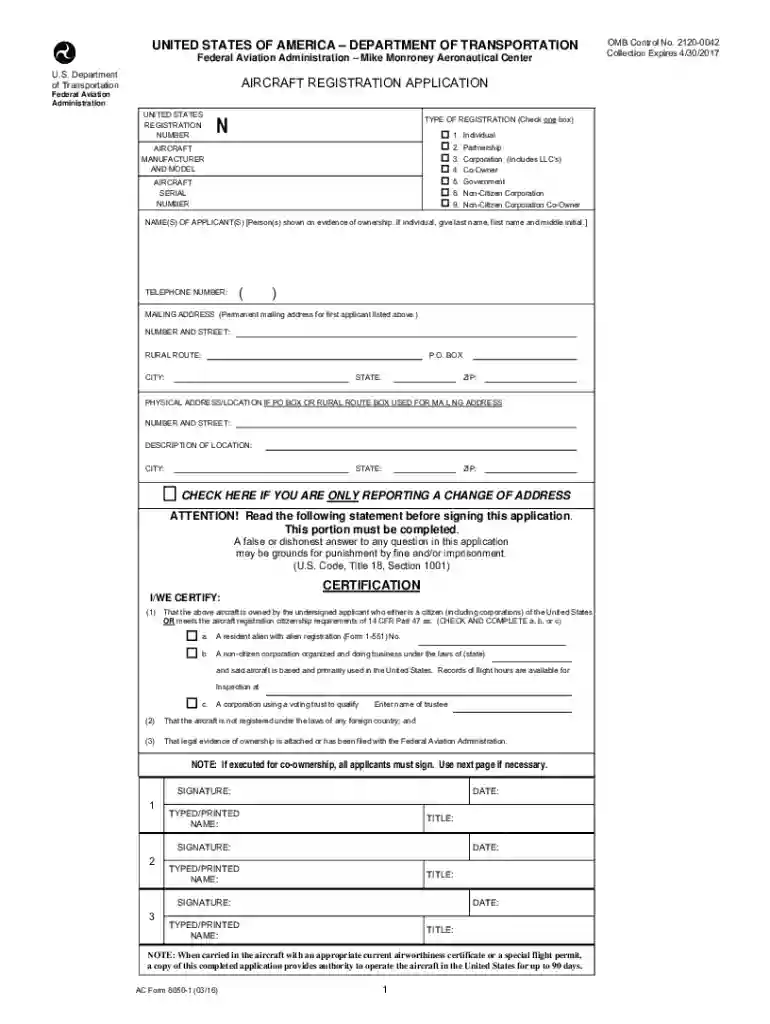 faa form 8050 1 Preview on Page 1