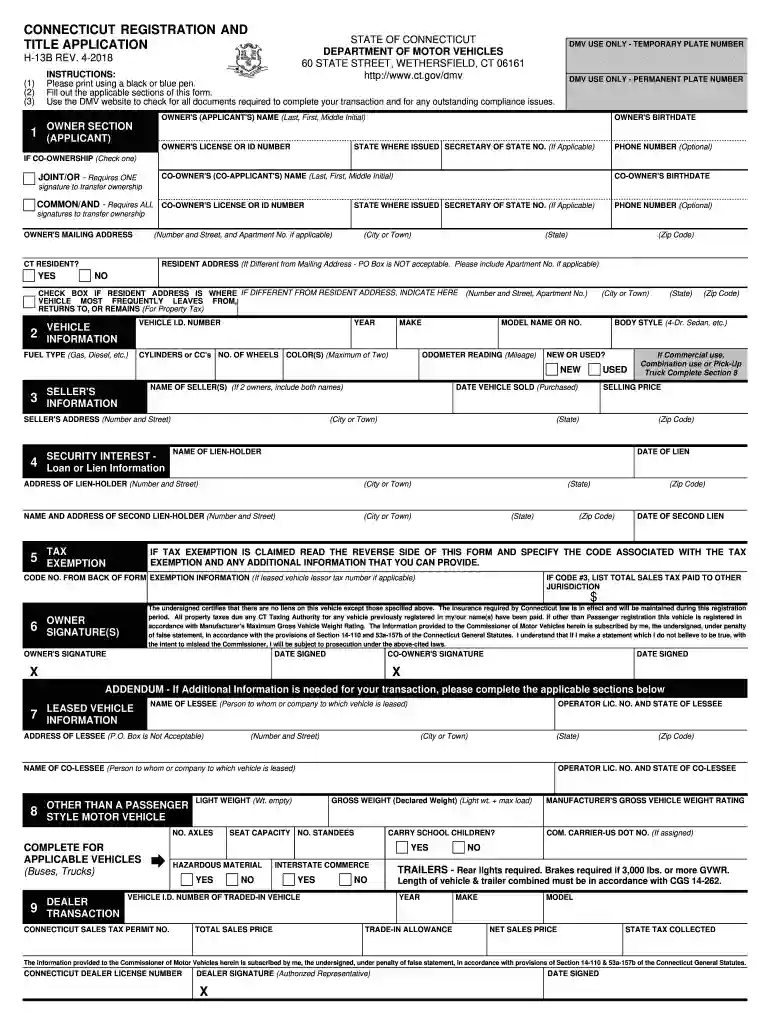 dmv form h 13b Preview on Page 1