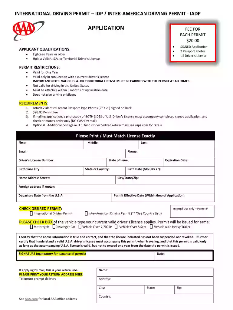 aaa international driving permit Preview on Page 1