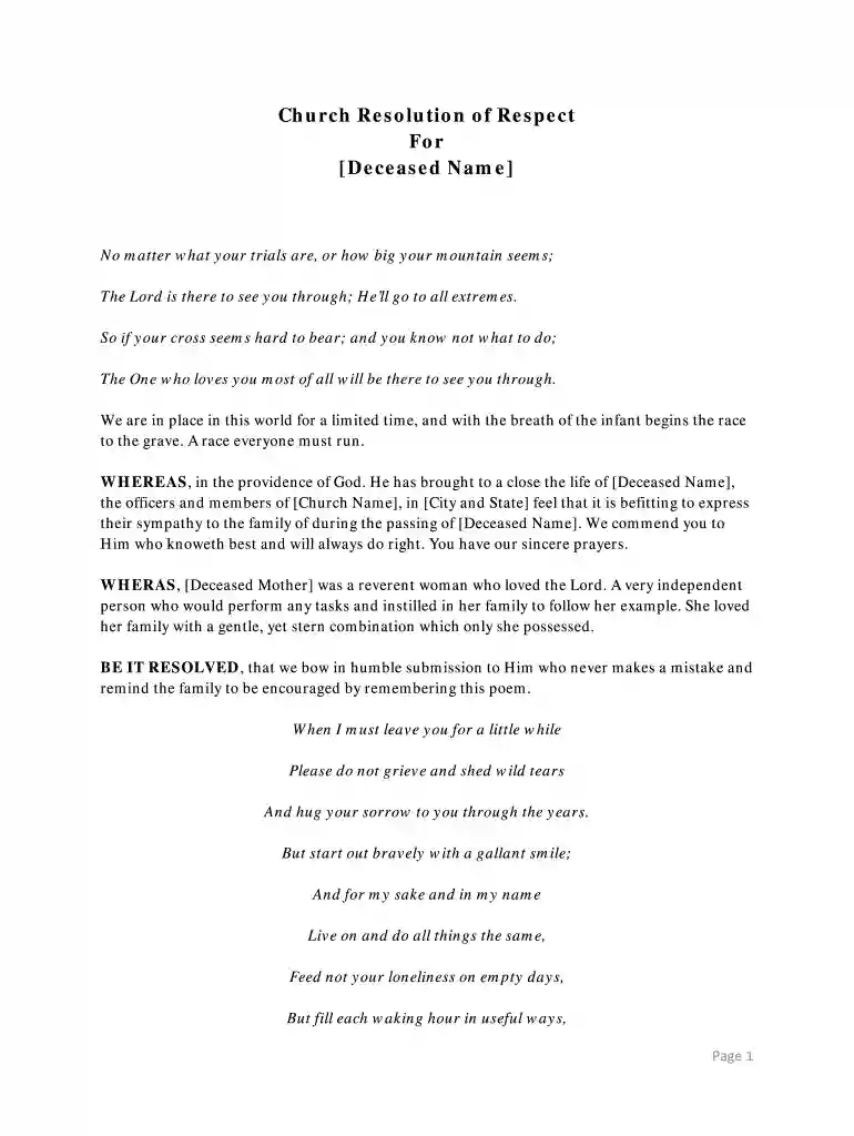 resolution for funeral Preview on Page 1