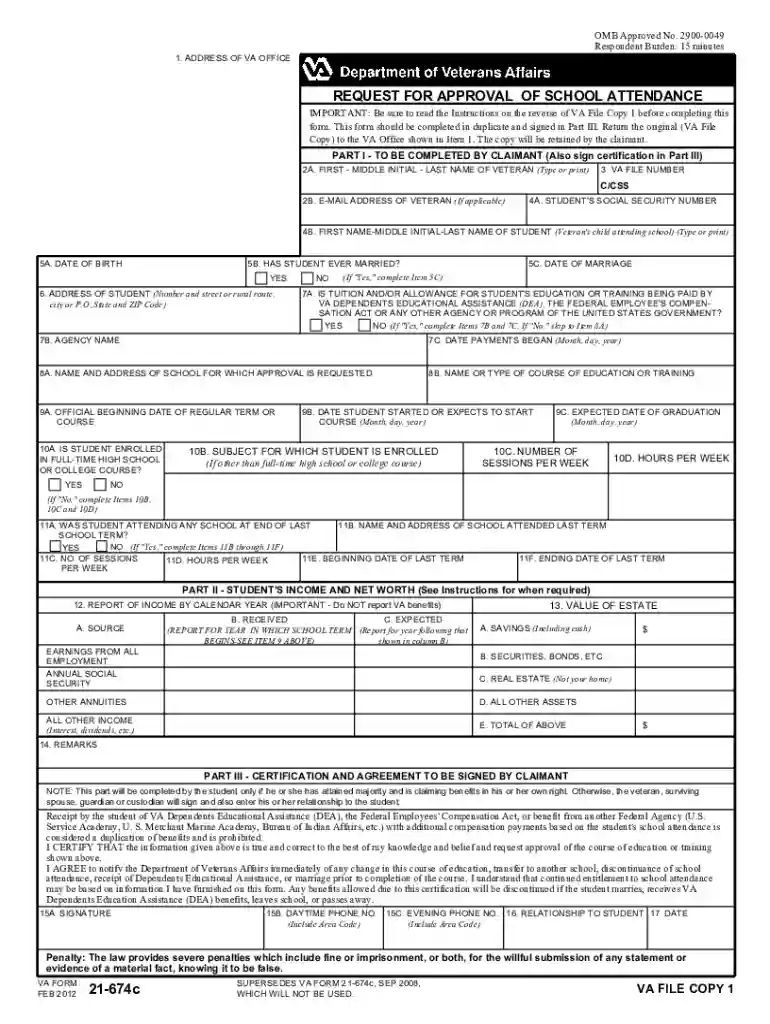 va form 21 674c Preview on Page 1