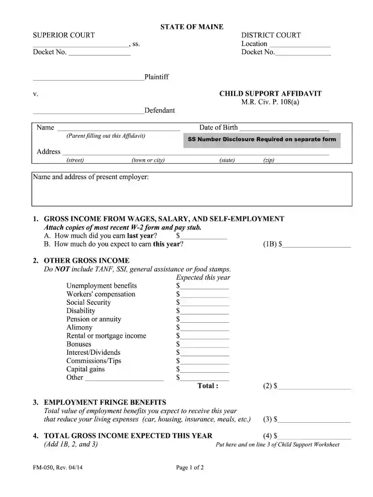 maine affidavit form Preview on Page 1