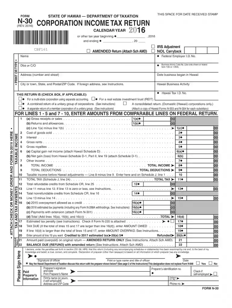 n 30 hawaii 2016 form Preview on Page 1