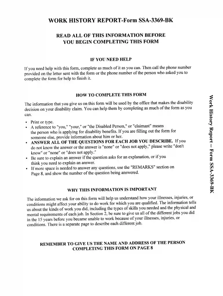 employment history ssa Preview on Page 1